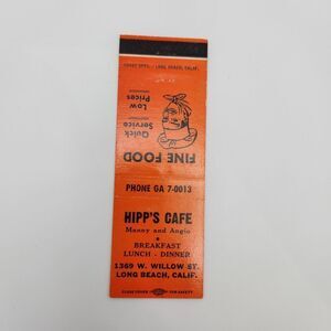 Vintage Hipp's Cafe- Long Beach California 1960s Matchbook Ephemera